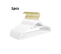 (White Gold) Velvet Flock Hangers Non Slip 360 Degree Hook Coats Plastic Adjustable Hanging