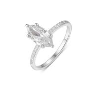 White Gold Vintage Wedding Band, Funny Engagement Ring Marquise with 2ct Moissanite Platinum 950 Size N 1/2