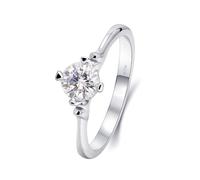 White Gold Vintage Wedding Band, Rings for Women Marriage 4-Prong Round 14K with White Moissanite Size T 1/2