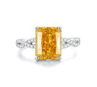 White Gold Vintage Wedding Band, The Engagement Ring Elegant 4ct Citrine with Moissanite Platinum 950 Size H 1/2