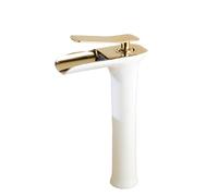 White & Gold Waterfall Bathroom Faucet Single Handle Sink Mixer Tap Hot & Cold Water Basin Mixer Stylish Washbasin Fixtures for Modern Bathrooms