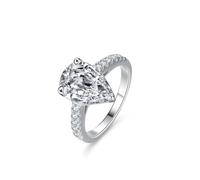 White Gold Wedding Band 18K, Pre Engagement Ring Water Drop with 4ct Moissanite Silver Size O 1/2