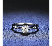 White Gold Wedding Band Dainty 14K, Pre Engagement Ring 0.5ct Lab Created Diamond with Heart Silver Size R 1/2