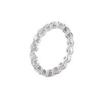 White Gold Wedding Band Dainty 18K, Faux Diamond Rings for Women Eternity with Round Shape Created Diamond Size M 1/2
