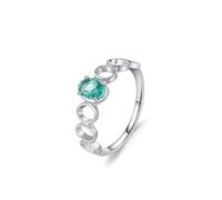 White Gold Wedding Band Dainty, The Engagement Ring Hollow Oval Design with Solitaire Lab Tourmaline 0.5ct Platinum Size I 1/2