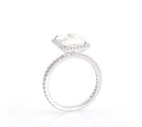 White Gold Wedding Band for Women, Promise Ring Moissanite Rectangle Jewelry 14K White Gold for Mother Size M 1/2