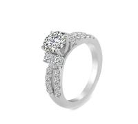 White Gold Wedding Band Hers 18K, The Wedding Band with 4 Prong Round Shape Moissanite 3Ct Size J 1/2