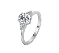 White Gold Wedding Band Hers, The Promise Ring 14K Bee Shape with Oval Moissanite 3Ct Size Q 1/2