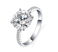White Gold Wedding Band, Simple Wedding Ring 4 Prongs with 2ct Moissanite Band White Gold for Wife Fiancée Size S 1/2