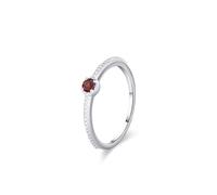 White Gold Wedding Band Thin 9K, Boho Ring Set Stackable Simple Solitaire 0.1ct Round Lab Ruby Size V 1/2