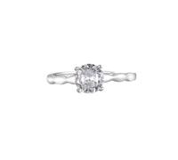 White Gold Wedding Band, Women Engagement Ring Band Moissanite Solitaire Jewelry 9K White Gold for Mother Size I 1/2