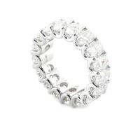 White Gold Wedding Band Women, Engagement Rings 750 White Gold with Oval Shape White Moissanite Band Fashion Trendy Size N 1/2