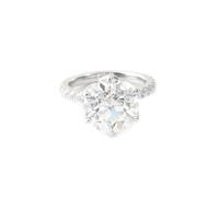 White Gold Wedding Band Women, Eternity Ring 750 White Gold with Round Shape Moissanite 2ct Band Comfort Fit Size L 1/2