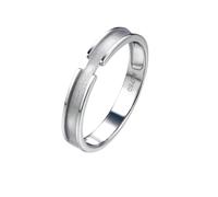 White Gold Wedding Band Women, Simple Engagement Ring Round Jewelry 9K White Gold Gift for Wife Size P 1/2