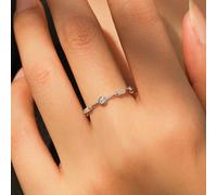 White Gold Wedding Bands for Girlfriend, Solid 14 Karat Real Gold Engagement Ring Bands Eternity Moissanite Promise Rings for Her Size S 1/2