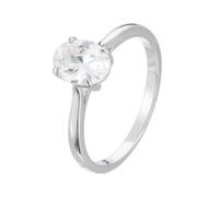 White Gold Wedding Bands for Her, Love Rings for Women Oval Solitaire with 1.5ct Moissanite Platinum 950 Size N 1/2