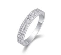 White Gold Wedding Bands for Her, Solid 18K Real Gold Engagement Ring Bands Half Eternity Moissanite Promise Rings for Women Size P 1/2