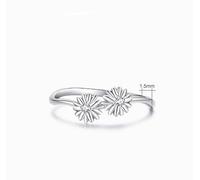 White Gold Wedding Rings for Women, Solid 18 Karat Real Gold Engagement Ring Bands Flower Real Diamond Anniversary Band for Her Size U 1/2