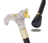 White Gold Wolf Head Metal Straight Handle Gentleman's Walking Stick, Accessory for Everyday use Drama Cosplay 93cm