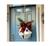(White golden) 1pc Christmas Bell with Bow and Grass Door Hanger, Holiday Bell Decoration