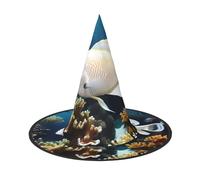 White-golden fish 3 PCS Halloween Witch Hat Costume Party Hat Suitable for Stage Play Accessories