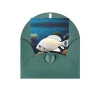 White-golden fish Greeting card, blank inner page, includes envelope, 10cm x 15cm.