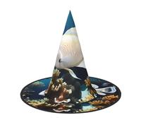 White-golden fish Halloween Witch Hat 3 PCS Comfortable And Durable Suitable For Party Role Play And Carnival