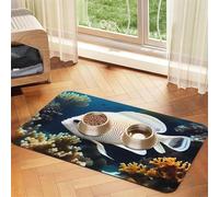 White-golden fish Pet Absorbent Leather Placemat 40x60cm Beautiful Design Cat and Dog Bowl Mat Portable Storage
