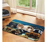 White-golden fish Pet Absorbent Leather Tablecloth 30x45cm with Non-Slip Rubber Base for Cats and Dogs