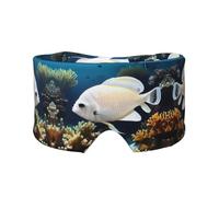 White-Golden Fish Printed Sleep Eye and Ear Masks (26.8Ã-4.3 inches) Suitable for Travel, Yoga, Deep Rest Indoor and Outdoor