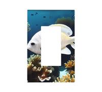 White-Golden Fish Unbreakable Polycarbonate Switch Plate-Modern 1 Gang Light Cover for Home Office with Matching Screws