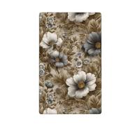 White Golden Flowers and Leaves Single Toggle Blank Wall Plate Light Switch Cover Decorative 1 Gang for Kitchen Room Bathroom Size 11.4x7cm