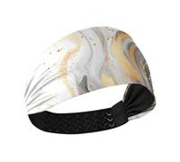 White Golden Marble Stone no slip baseball headband Elastic head for women for Daily use Athletic Sports Daily use Volleyball