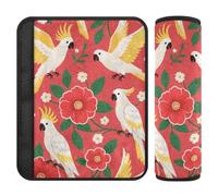 White Golden Parrot with Red Flowers 2 pcs seat Belt Belt for Women More Comfort Driving for Van forro para cinturon de seguridad