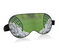 White Golf Balls in The Basket On Golf Course Eye Masks Cover Blocks Light Sleep Mask Shade Cover Blindfold Relaxing Eyeshade Cover with Adjustable Head Strap for Men Women Kids