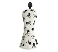 White Golf Club Headcover 3 Wood Headcover Hybrid Head Covers Skulls Embroidery Premium Leather Driver Fairway Wood Hybrid Head Cover (1pc for Fairway)