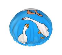 White Goose House Double Layer Shower Cap with Comfort Skin Friendly Design for Hair Protection During Bathing