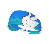 White Goose Spread its Wings Outdoor Sports Sweat-Absorbing Headband, Fitness Sports Yoga Cycling Headband, Sports Elastic Headband,