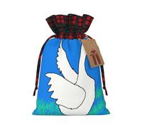 white goose spread its wings Two Color Drawstring Gift Bag S Beautiful Convenient Suitable For Christmas Birthdays