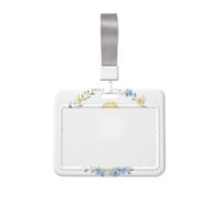 White Goose with an Oval Wreath Flowers Badge Holder | Sliding Id Hard Plastic Work Card Case Name Tag Protector For Office
