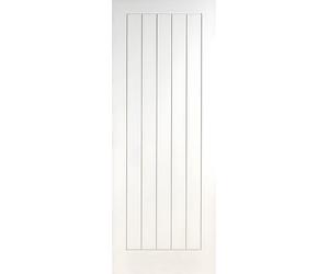 White Grained Cottage Internal Door 1981 x 762mm - Moulded 5 Panel Textured Primed Interior Door, Reversible and Trimmable Design