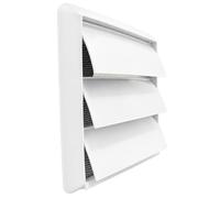 White Gravity Backdraft Stop Vent Grille with Flyscreen - External Air Vent Cover with 5" Inch/125mm Round Spigot Connection