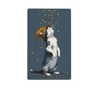 White Gray Cat with Golden Stars Falling Single Toggle Blank Wall Plate Light Switch Cover Decorative 1 Gang for Kitchen Room Bathroom Size 11.4x7cm
