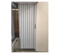 White Gray Folding Room Divider Doors 180cm Tall Aluminium Waterproof Sliding Door with Lock & Kit for Indoor Open Kitchen Space-Saving Design (108 x 180cm)