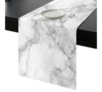 White Gray Table Runner 36 Inches Long, Abstract Art Marble Texture Modern Simple Washable Table Runners Heat-Insulation Kitchen Dining Table Decorations for Home Party Decor, 13"x36"