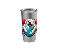 White Great Pyrenees Dog Earth Day Hug Love Owner Planet Mom Stainless Steel Insulated Tumbler