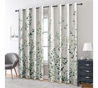 White Gree Leaf Curtains Blackout, 66x72 Inch 2 Panels - Nature Scandinavian Plant Tree Pattern Black Out Curtains, Home Decor, 72 Drop Eyelet Window Drapes for Bedroom, Living Room KA150