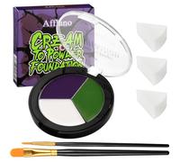White Green Deep Purple Face & Body Paint Kit - Halloween SFX 6Pcs #07 | Oil-based face & body paint. Full coverage, waterproof. Vegan, cruelty-free. For witch, alien, cosplay