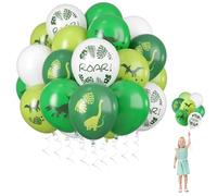 White Green Dinosaur Balloons Set, 60pcs 12Inch Thick Latex Party Dino Print Jungle Safari Balloons for Kids Boys Birthday Jungle Safari Dinosaur Theme Party Supplies Decoration