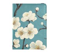 White Green Flowers Leather Passport and Vaccine Card Holder Combo Travel Documents Organizer Protector Badge ID Vaccine Card Holder Wallet Lightweight, White green flowers, One Size